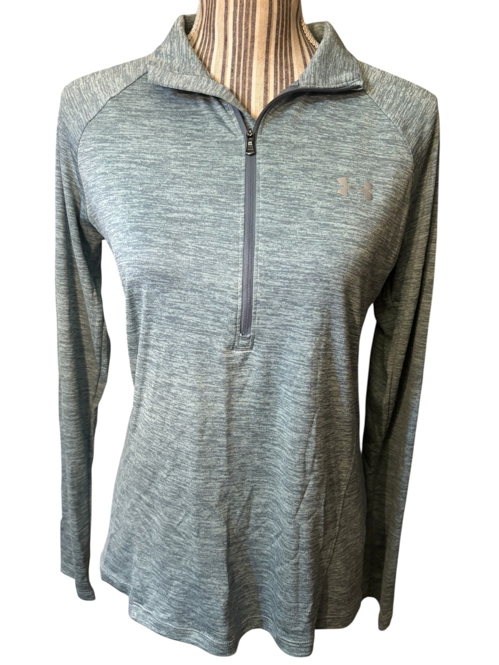 Under Armour Pullover Medium Tech Twist Heathered Sage Green 1/2 Zip Performance